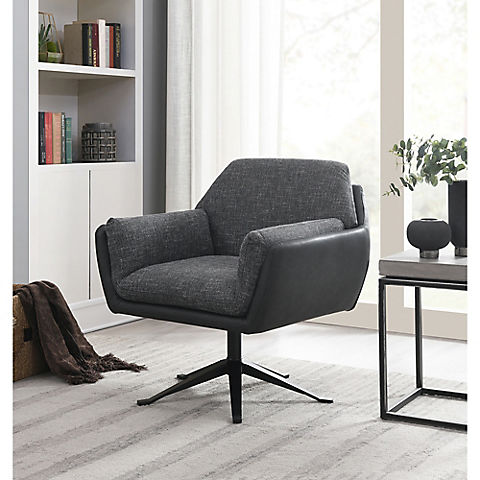Abbyson Sterling Two Toned Swivel Accent Chair with Auto Return Base - Gray