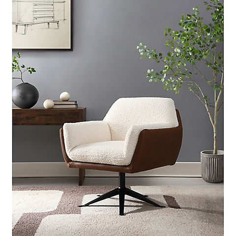 Abbyson Sterling Two Toned Swivel Accent Chair with Auto Return Base - Brown