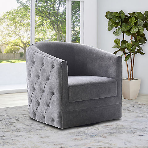 Abbyson Angelica Polyester Fabric Swivel Chair - Charcoal