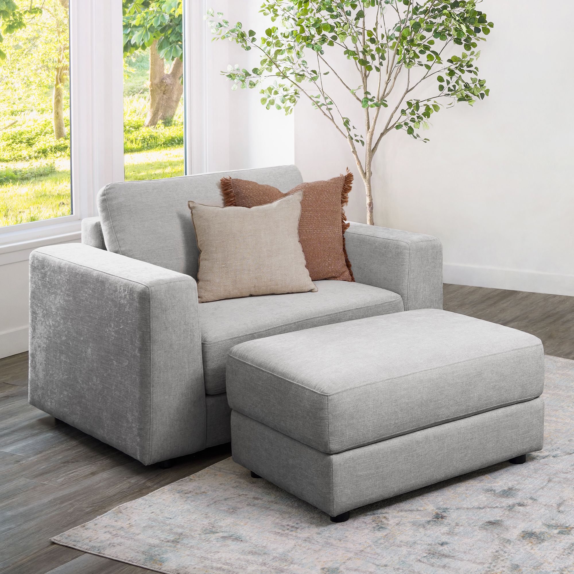 Oversized armchair deals and ottoman