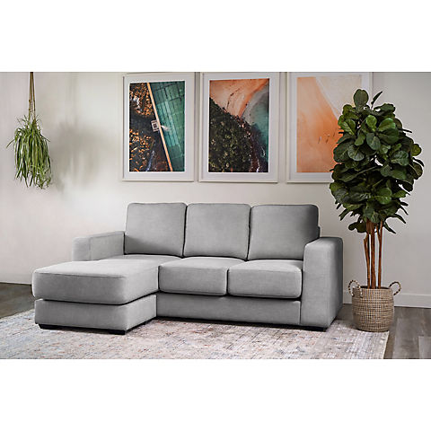 Abbyson Elizabeth Stain Resistant Fabric Reversible Sofa Chaise Sectional - Light Gray