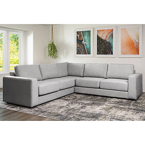 Abbyson Elizabeth Stain Resistant Fabric 3-Pc. Sectional - Light Gray