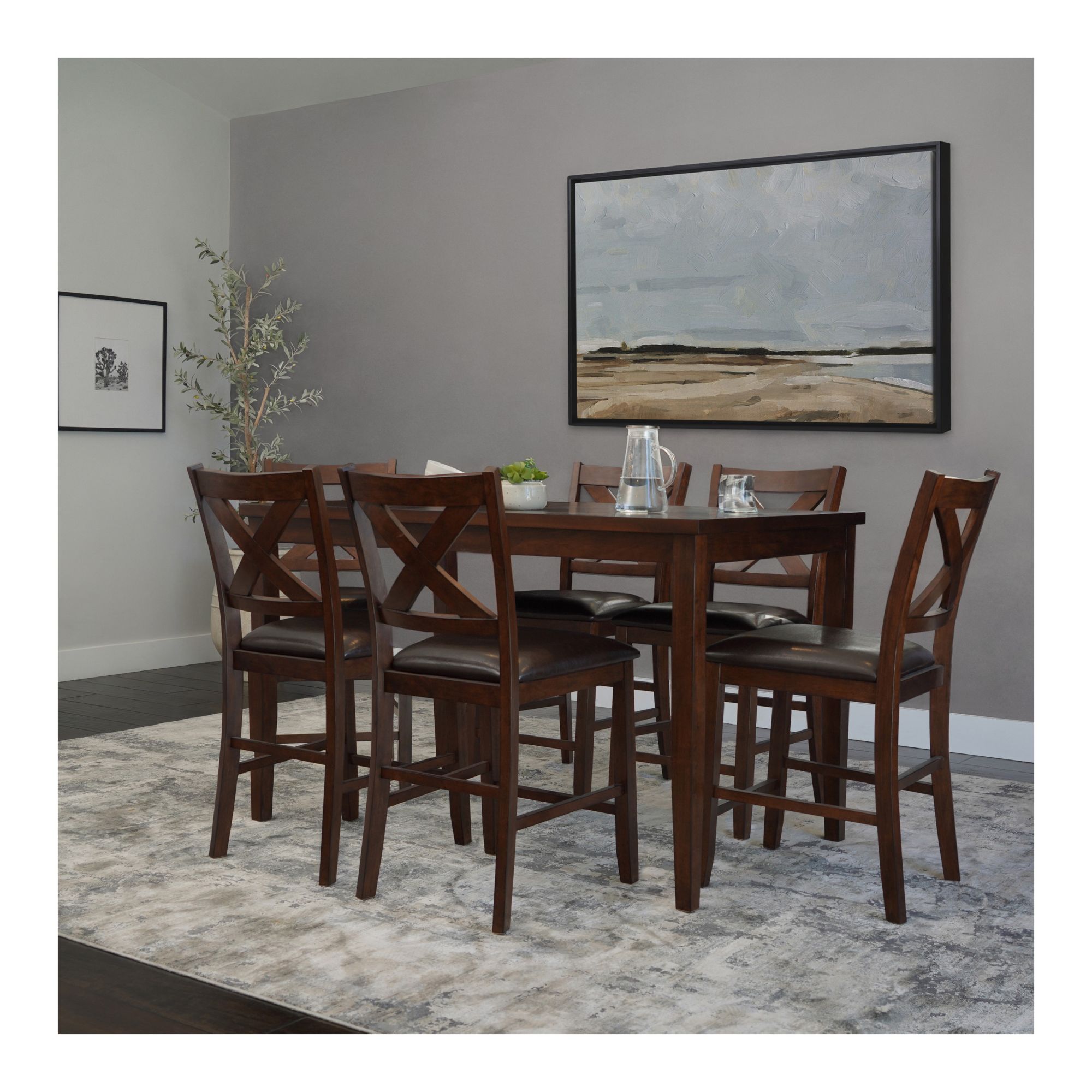 Abbyson Monica 7 Pc. Counter Dining Set Brown BJ s Wholesale Club