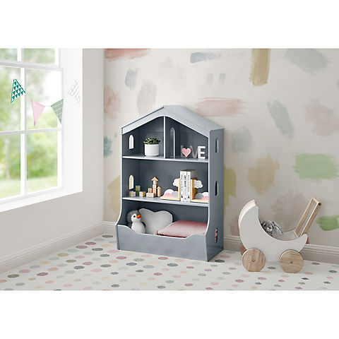 Delta Children Playhouse Bookcase with Toy Storage - Grey