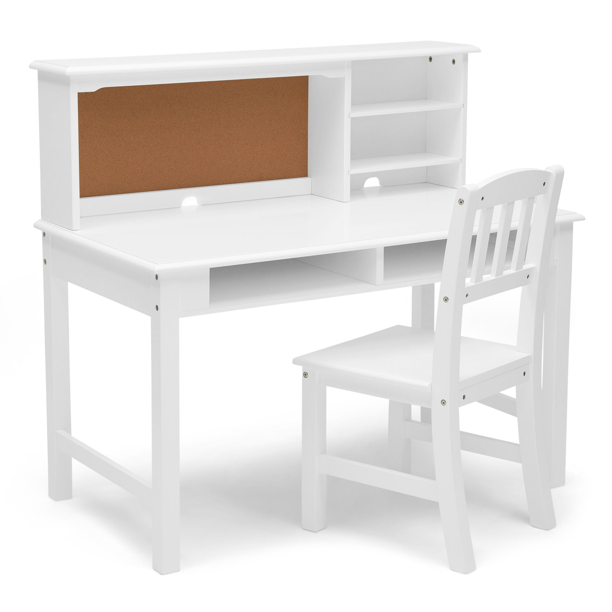 Delta Children Kids' Wood Desk with Hutch & Chair, White