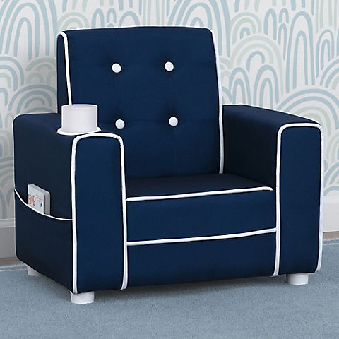Delta Children Chelsea Kids Upholstered Chair with Cup Holder - Blue