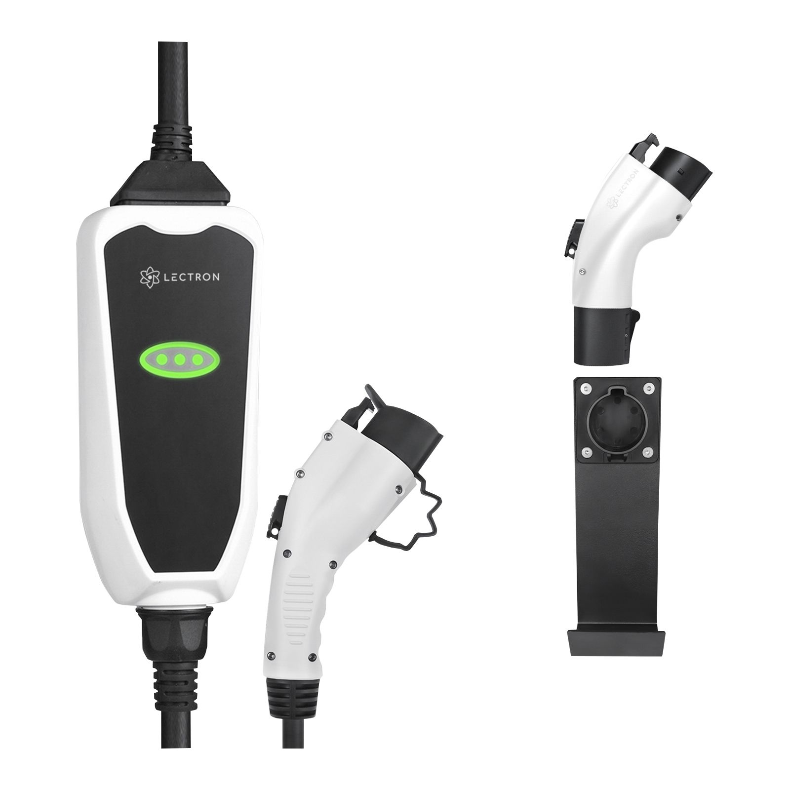 Lectron Portable 32A J1772 Electric Vehicle Charger with Adapter, Holster  Dock and J-Hook Mount