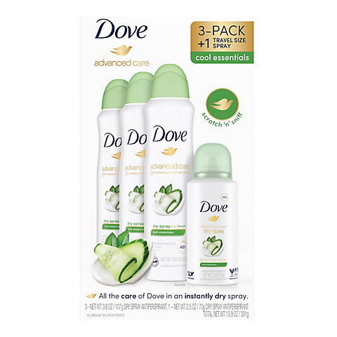 Dove Advanced Care Cool Essentials 48-Hour Antiperspirant Deodorant Dry Spray Bonus Pack