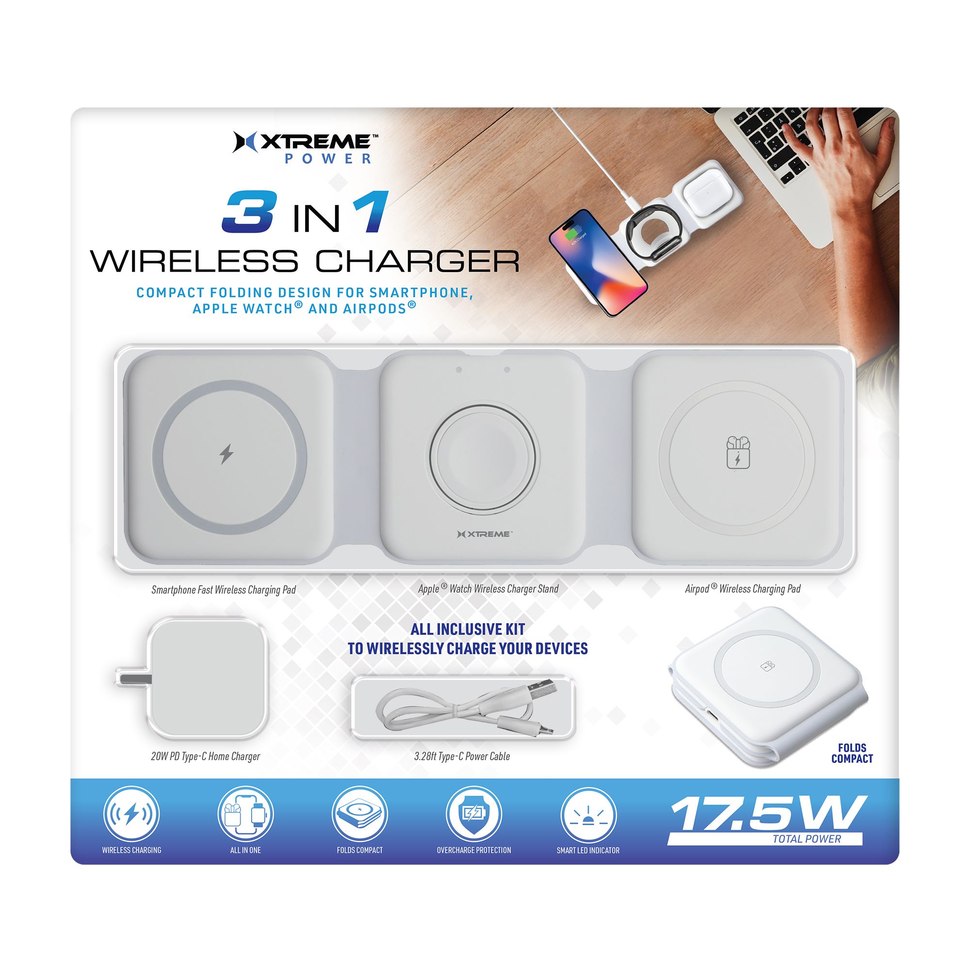 Xtreme 3-In-1 Folding Wireless Charger | BJ's Wholesale Club