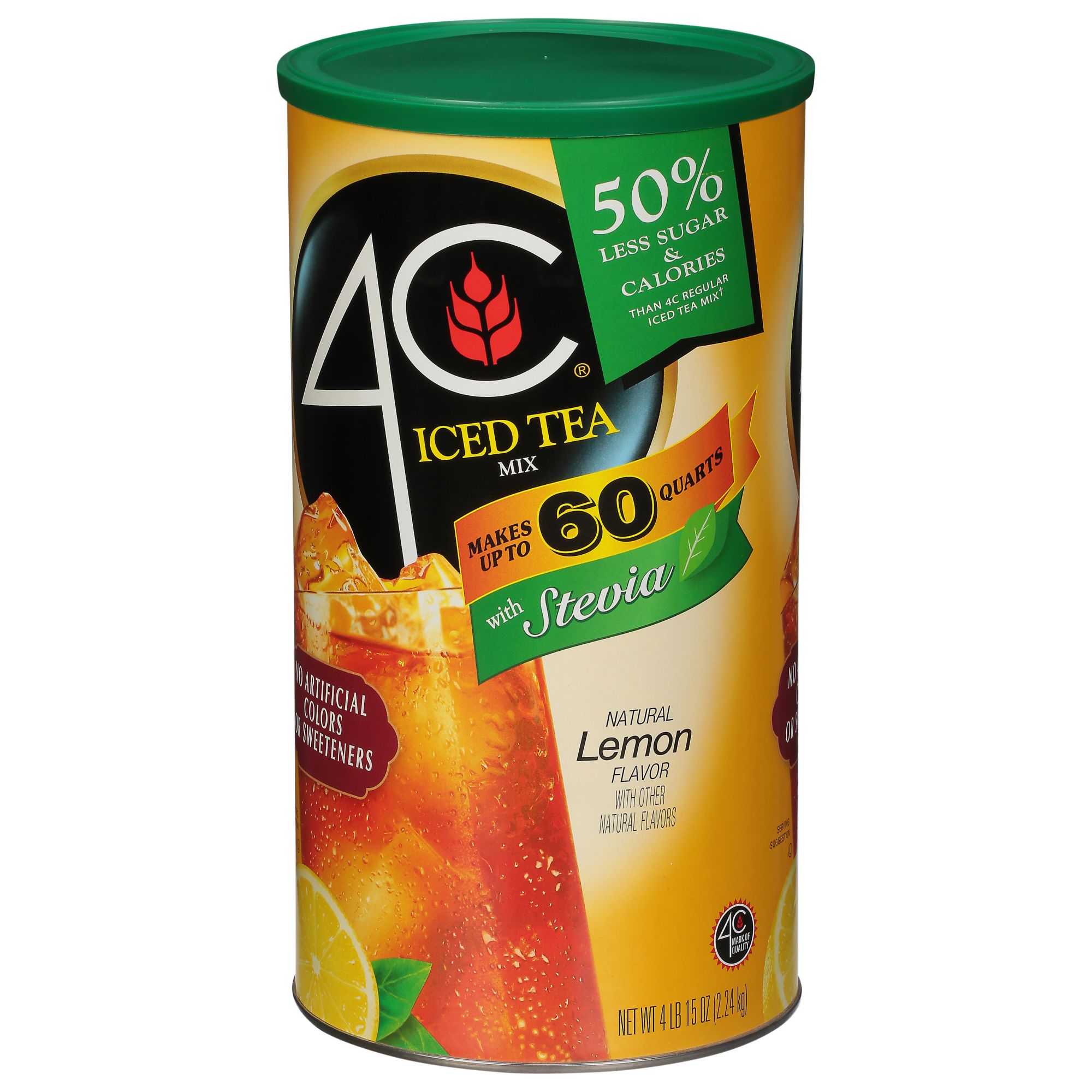 4C Lemon Iced Tea 50% Less Sugar, 60 qt.