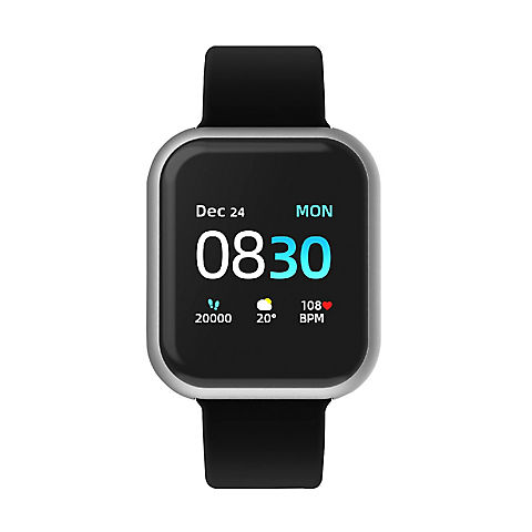 iTouch Air 3 Touchscreen Smartwatch and Fitness Tracker, Silver Case, 40mm - Black Strap