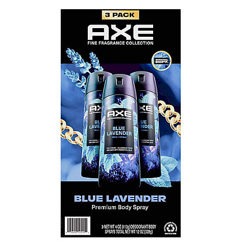 Axe Fine Fragrance Blue Lavender Deodorant Body Spray for Men, 3 pk./4 oz.