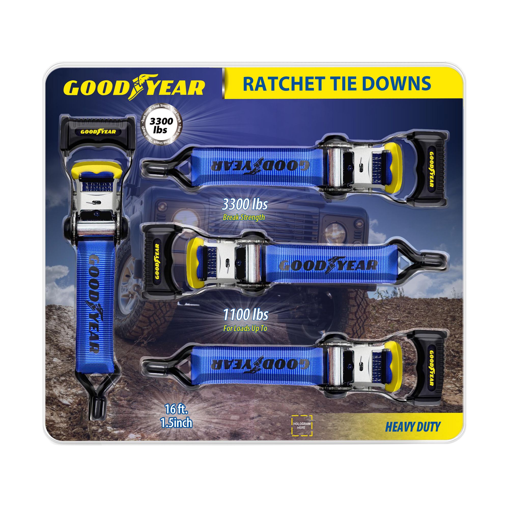 Goodyear Ratchet Tie Downs, 4 pk.