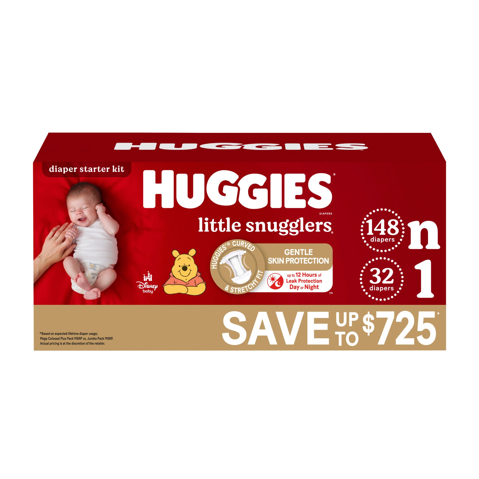  Huggies Newborn Diapers, Little Snugglers Baby Diapers, Size  Newborn (up to 10 lbs), 128 Count : Baby