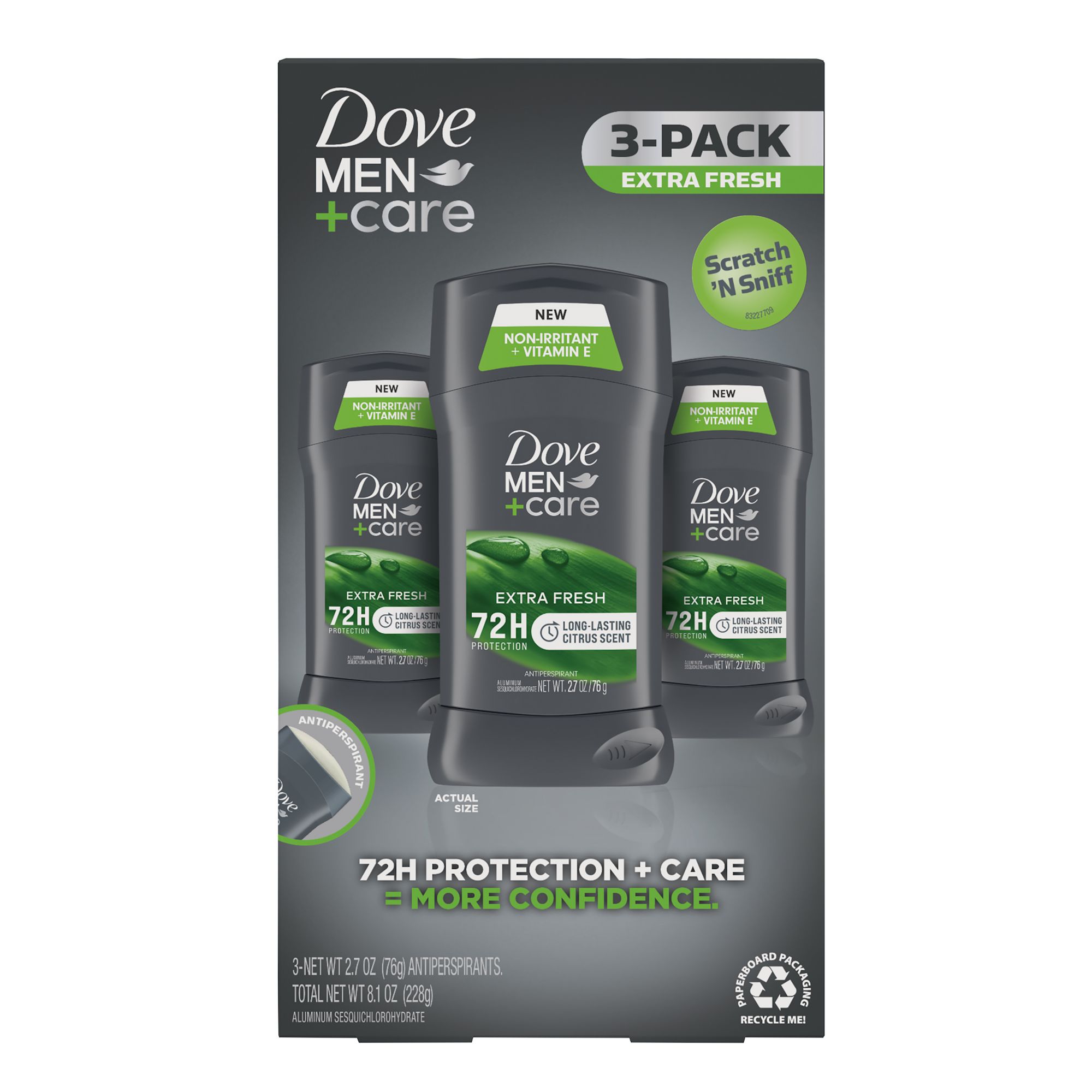 Dove Men+Care 72-Hour Antiperspirant & Deodorant Stick - Extra Fresh, 3 ...