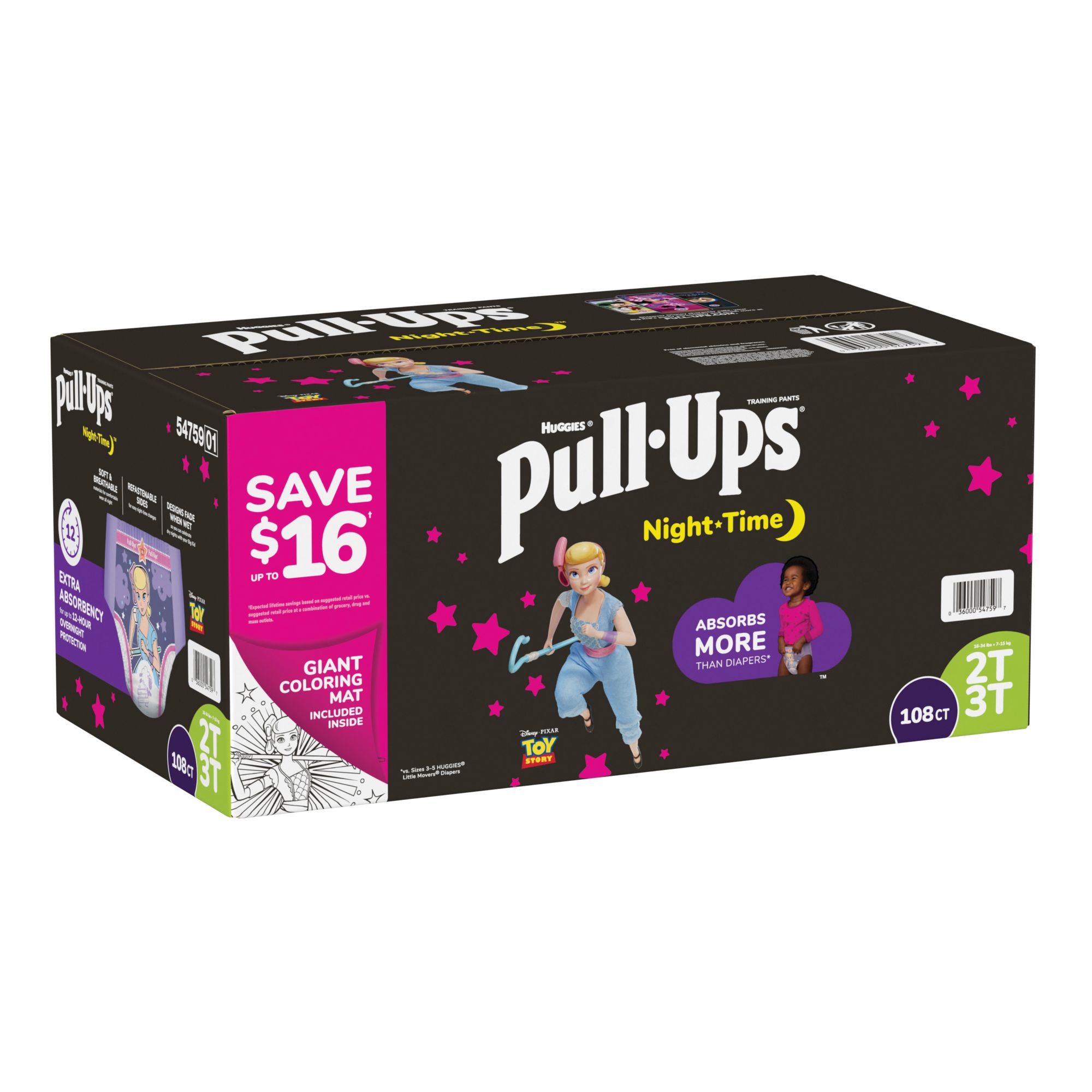  Pull-Ups Girls Nighttime Potty Training Pants, Training  Underwear, 2T-3T