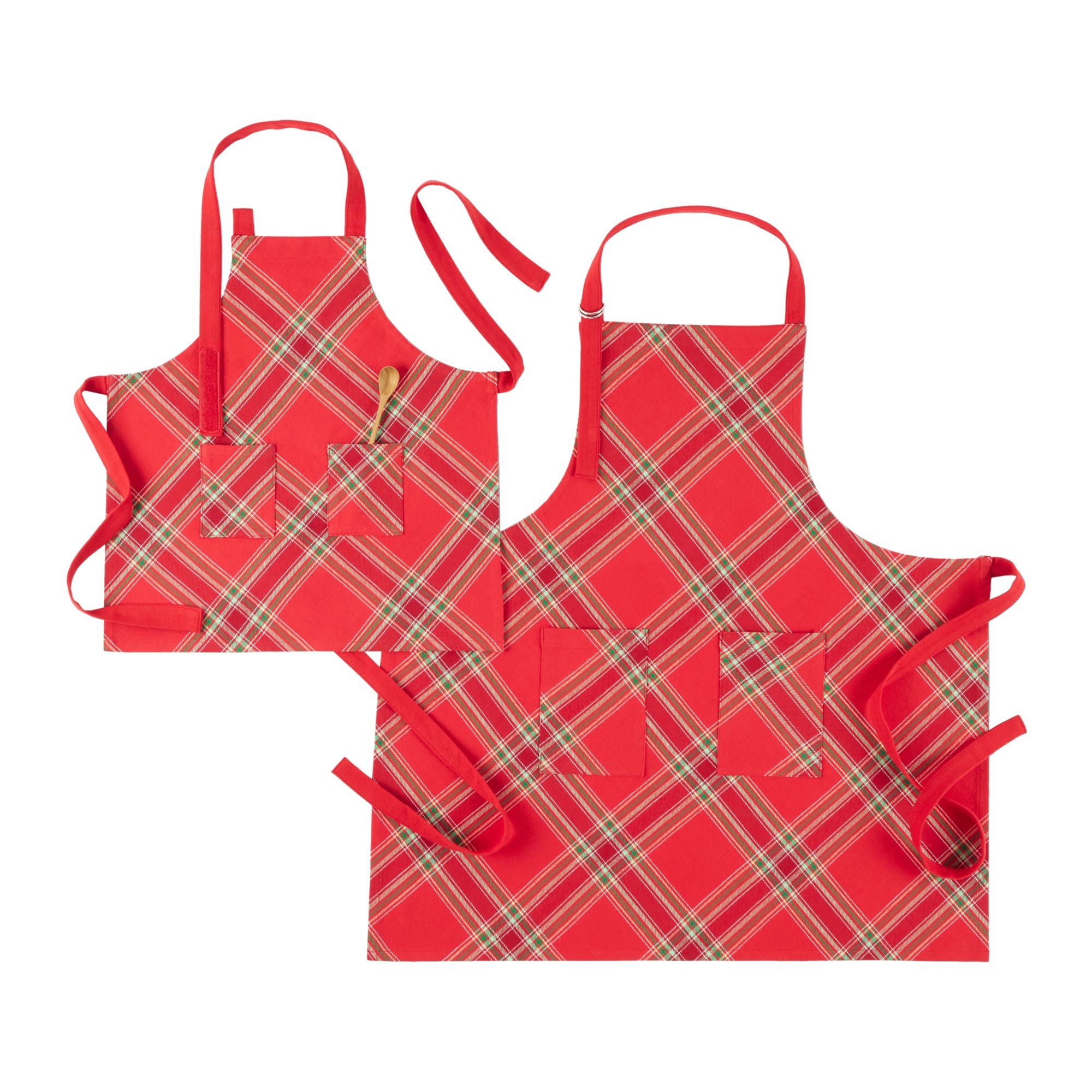 Mayamam Weavers Child & Adult Matching Bib Aprons | Cajola Red Stripes One Size Red