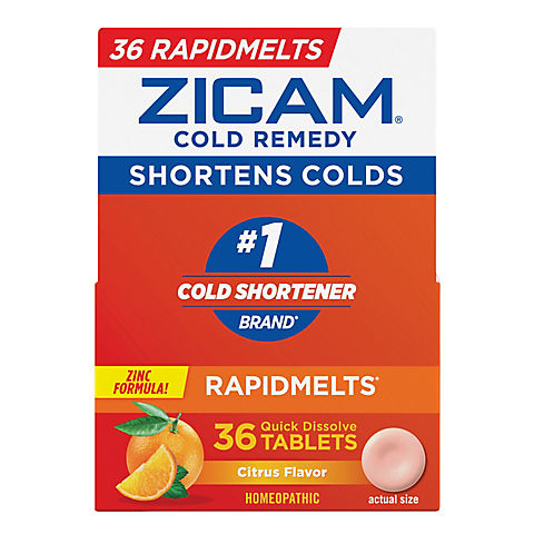 Zicam Zinc Cold Remedy RapidMelts Quick-Dissolve Tablets Citrus Flavor, 36 ct.