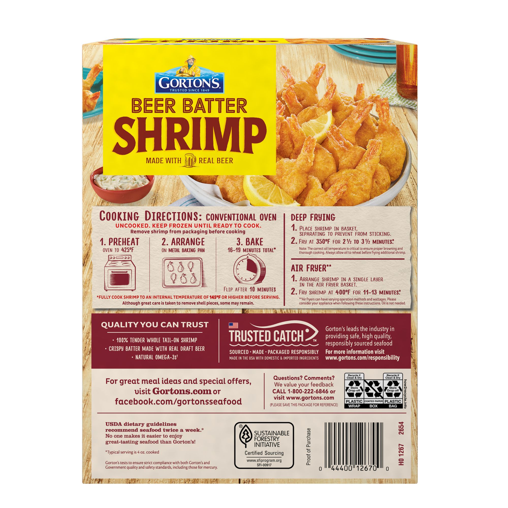 Gorton's Beer Battered Tail-On 100% Whole Frozen Shrimp, 26 oz. | BJ's ...