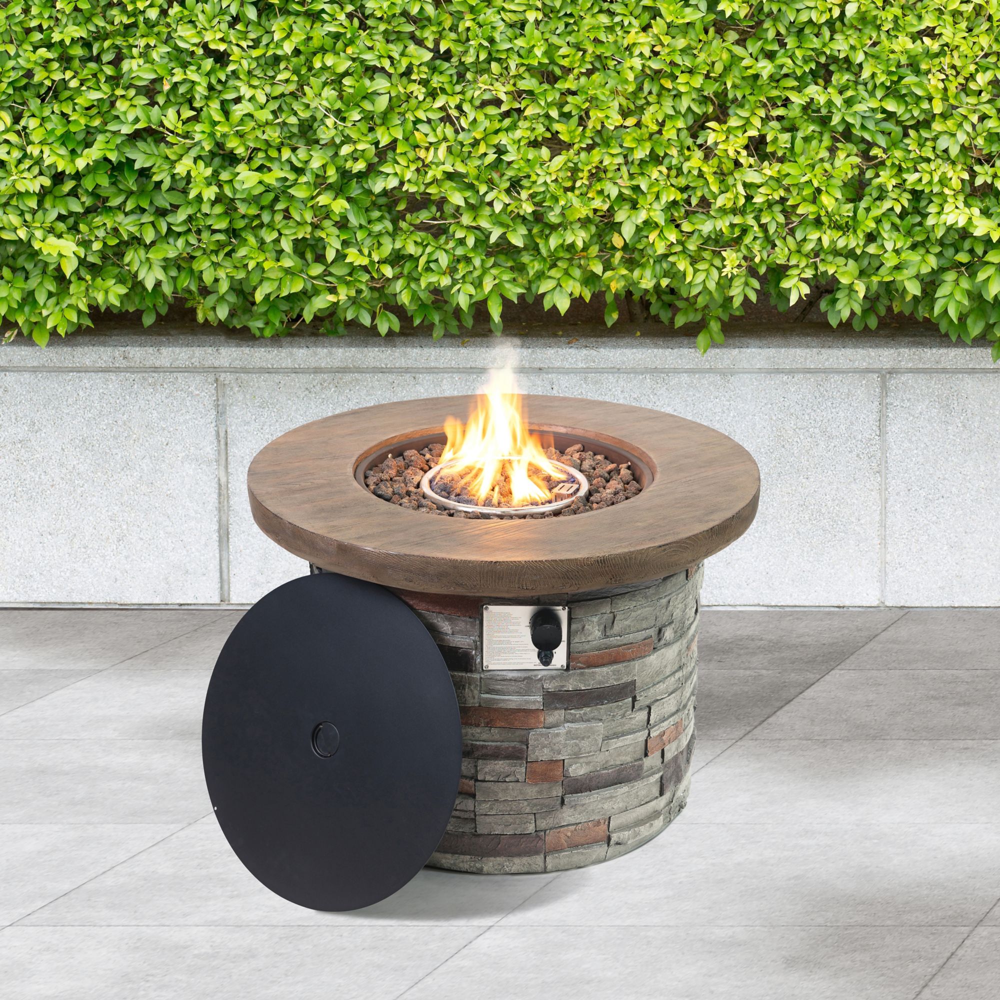 Stone Propane Outdoor Tabletop Fireplace