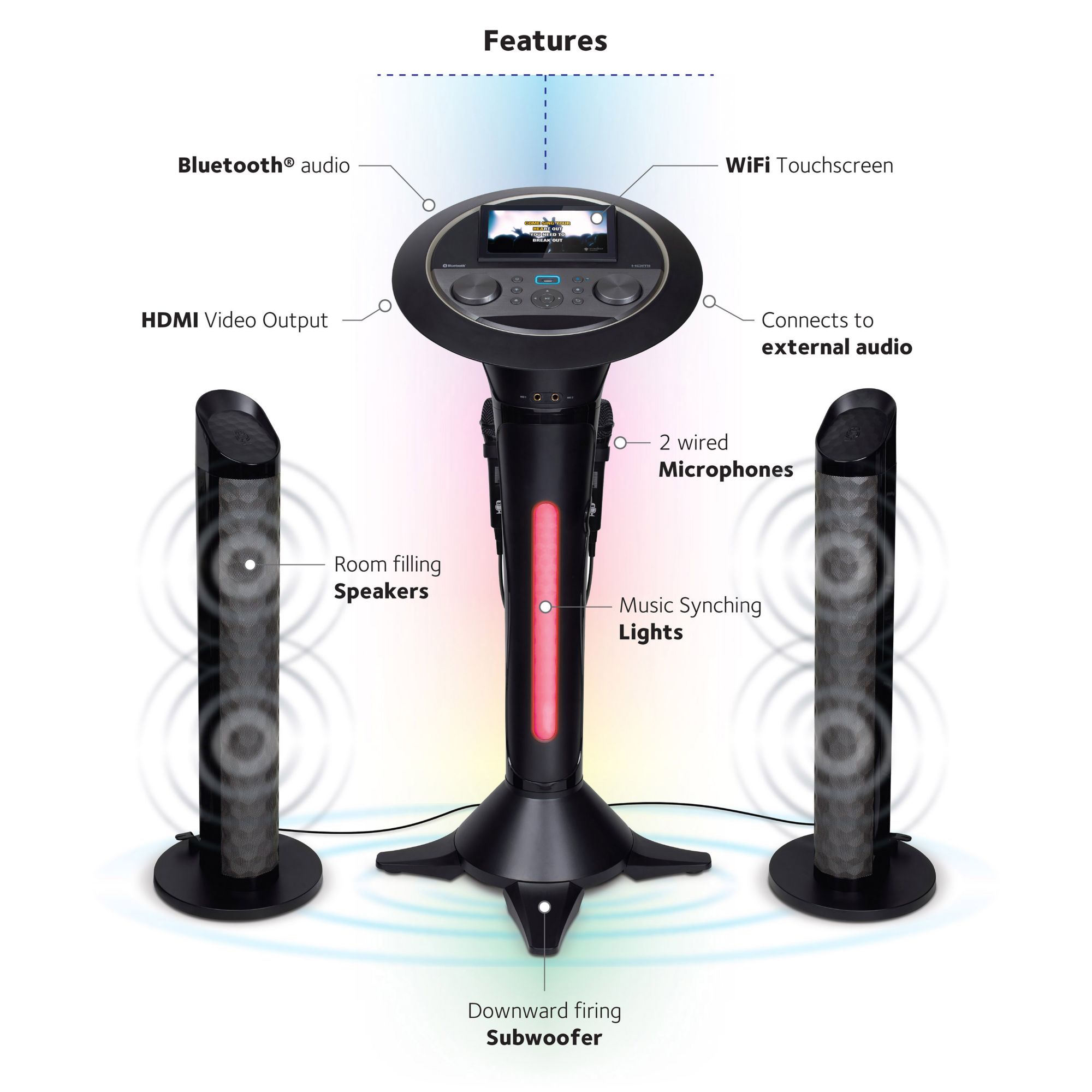 Singing Machine Bluetooth Karaoke System with Disco Lights