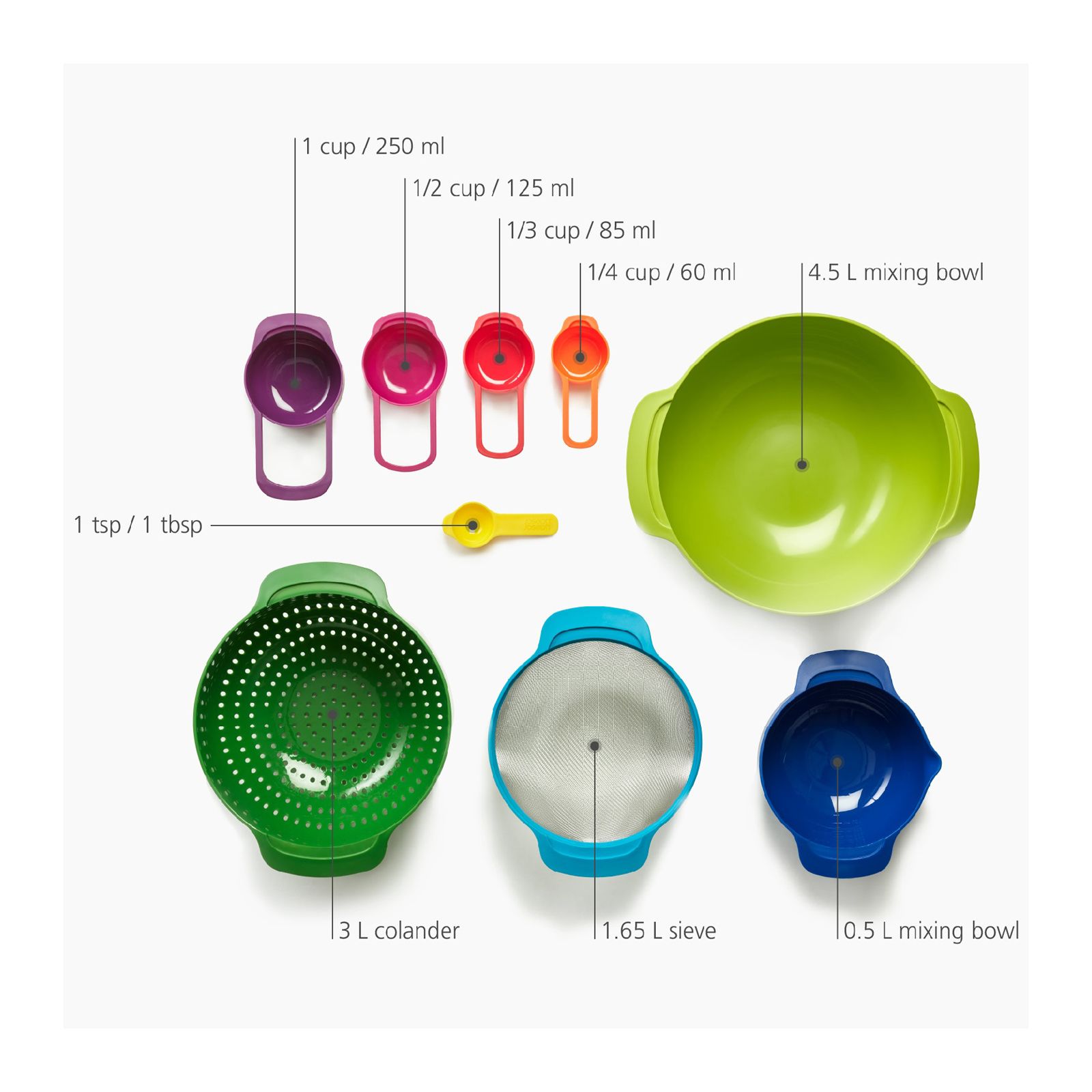 OXO Good Grips 9pc Nesting Bowl & Colander Set