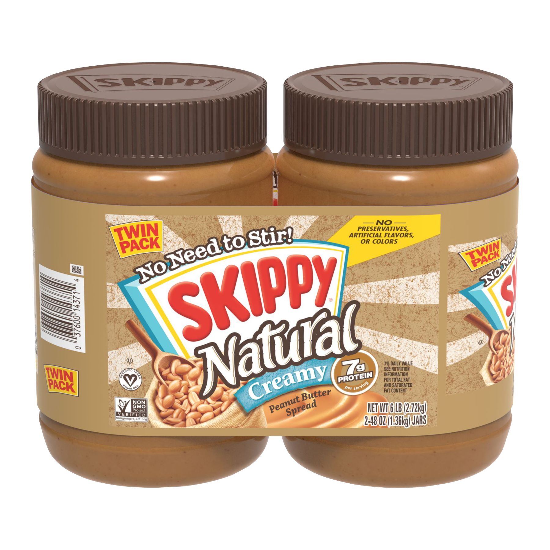 Skippy All Natural Peanut Butter 2 Pk 48 Oz Bjs Wholesale Club