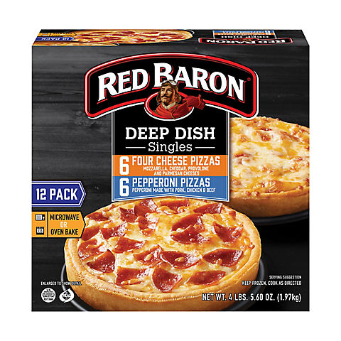 Red Baron Deep Dish Pizza Singles, Pepperoni and Four Cheese Variety Pack, 12 ct.