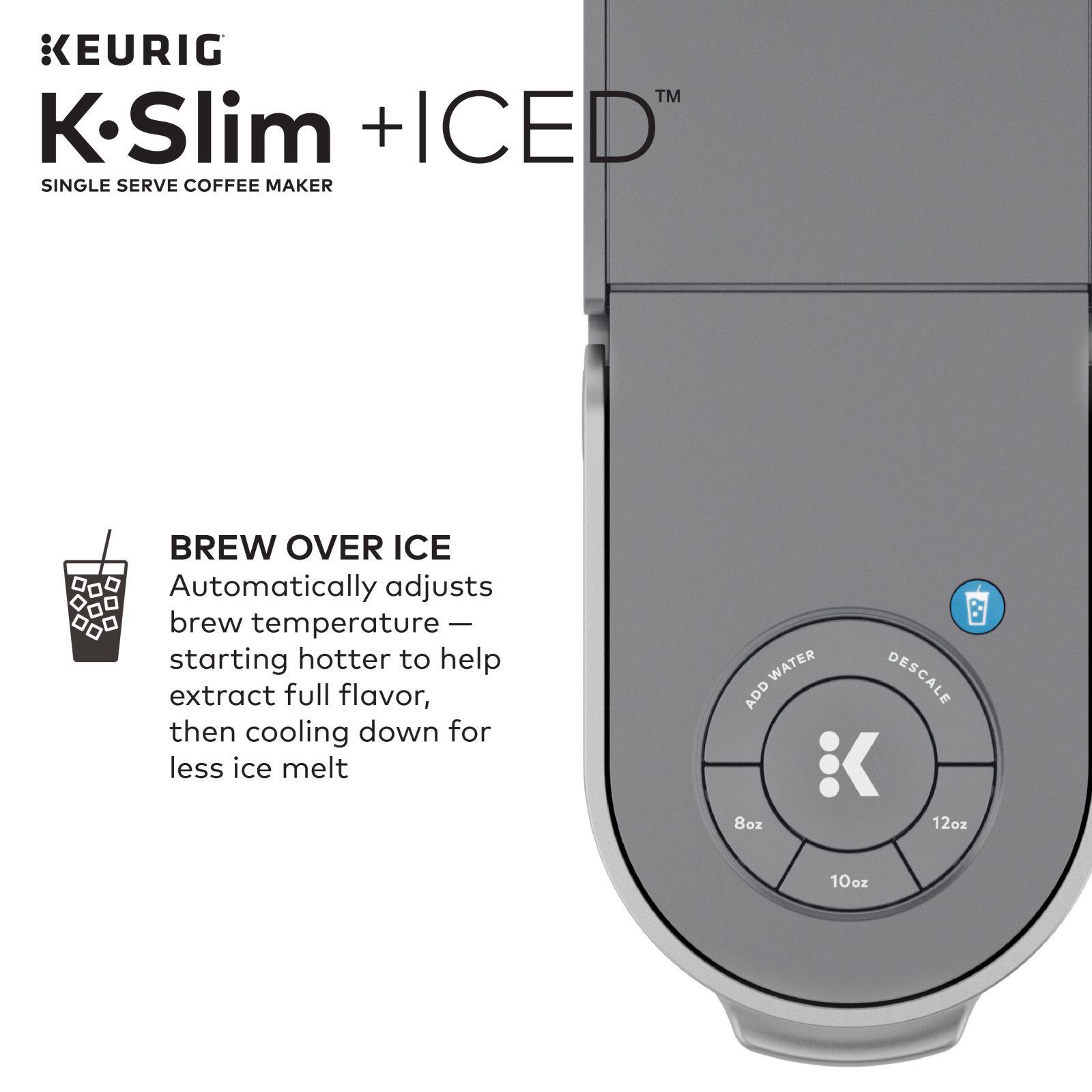 Keurig - K-Slim + ICED Single Serve Coffee Maker- Artic Gray - 611247394274  611247394274