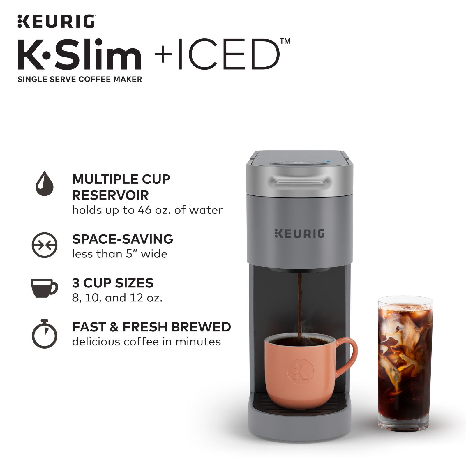 Keurig K-Iced Single Serve Coffee Maker, Arctic Gray