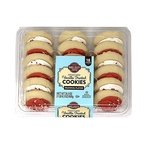 Wellsley Farms Red & White Vanilla Frosted Cookies, 18 ct.