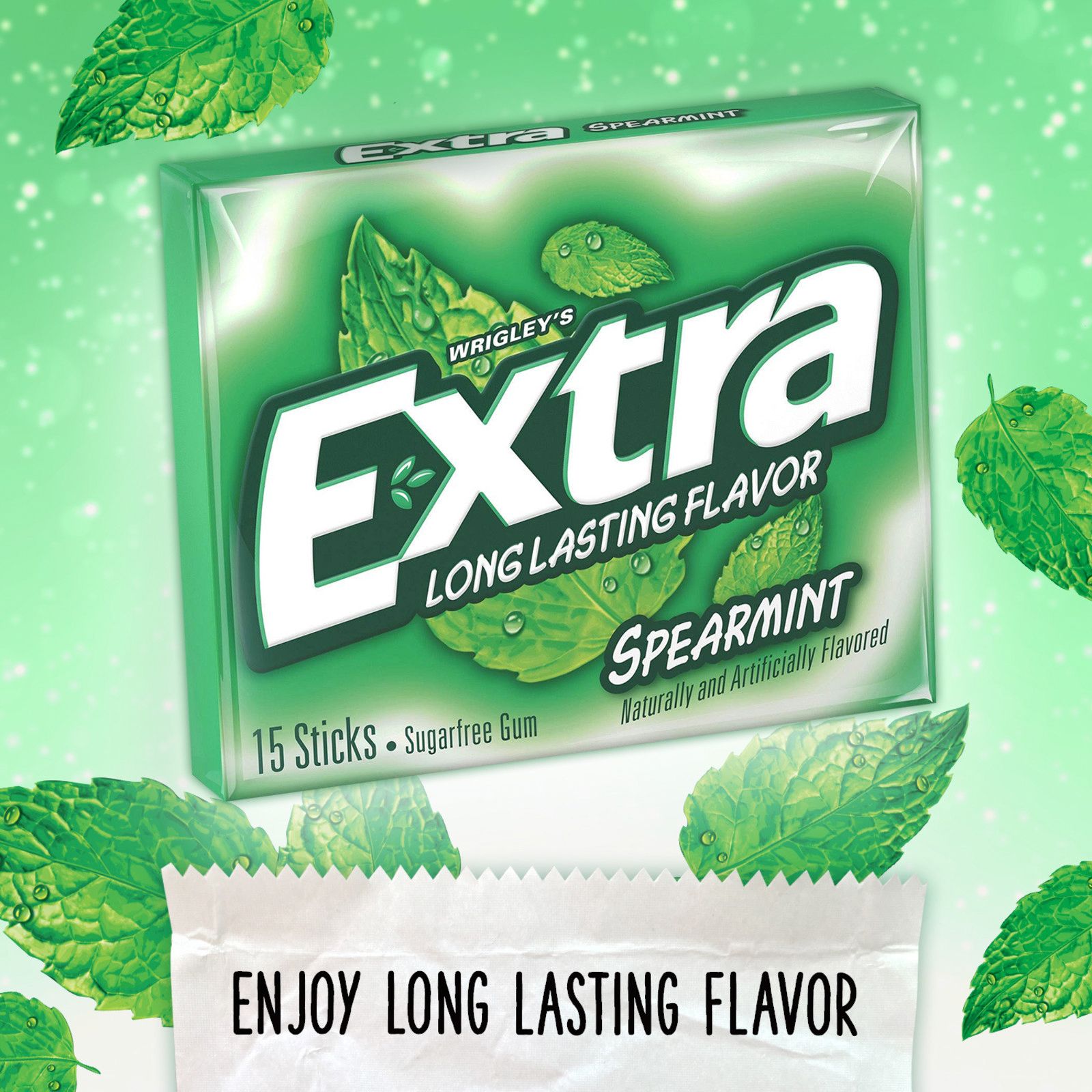 EXTRA Spearmint Sugarfree Chewing Gum, 15-Stick Single Pack