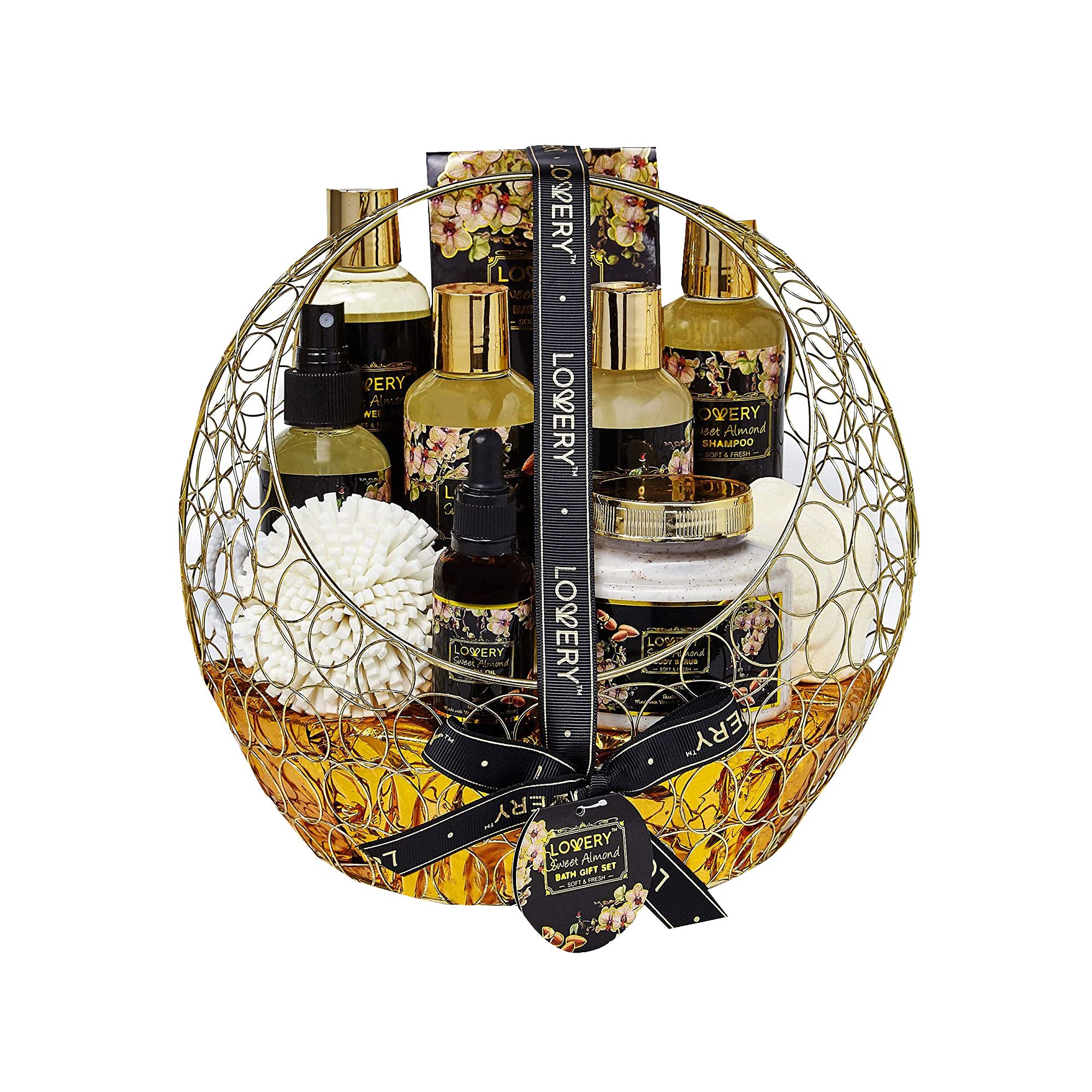 Lovery Sweet Almond Bath and Body 10Piece Gift Basket For Women and