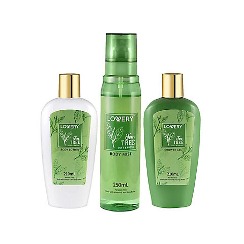 Lovery Tea Tree Scented Bath and Body 3-Piece Self Care Gift Set