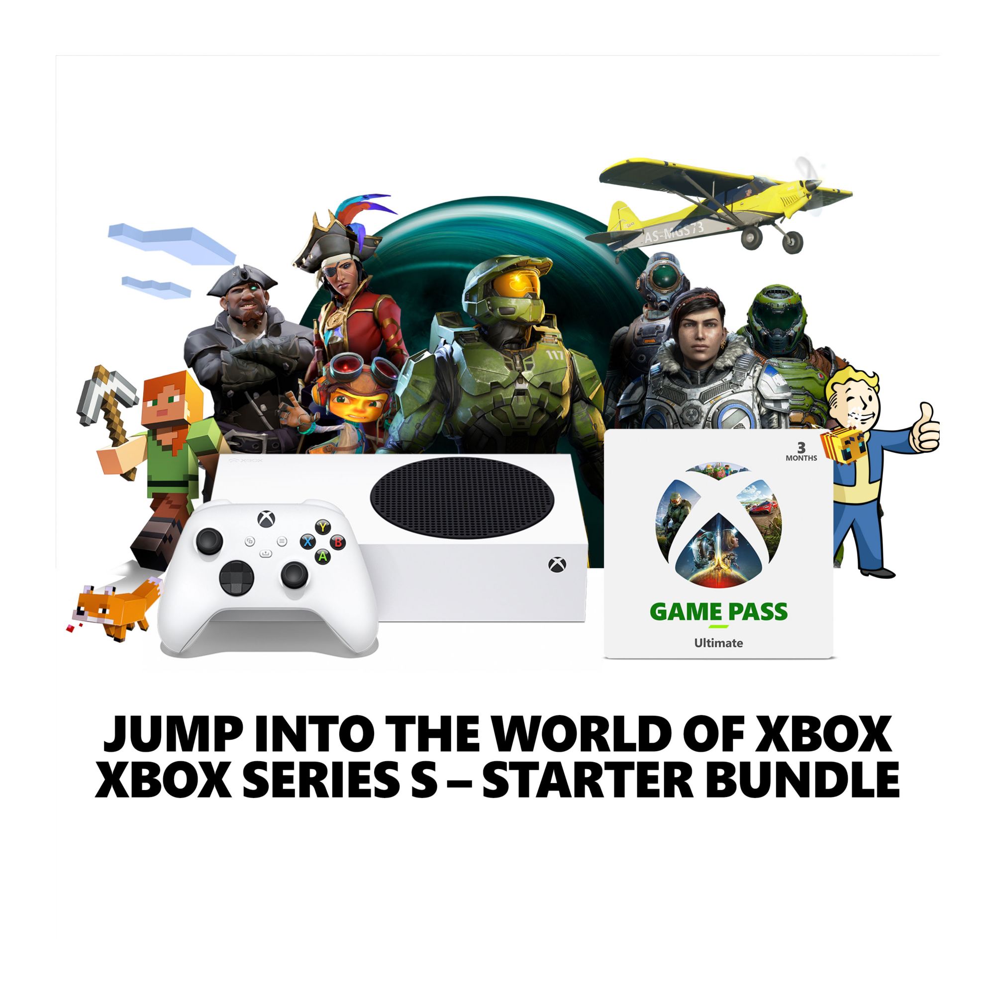 Xbox Series S Starter Bundle with 512GB All-Digital Console, 3 Months of  Game Pass Ultimate and Wireless Controller