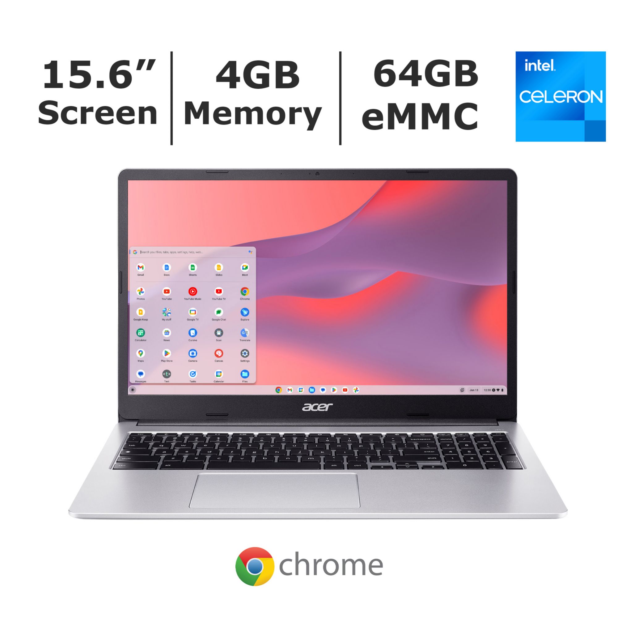 Acer 315 15.6 Celeron 4GB/32GB Chromebook, 15.6 HD Display