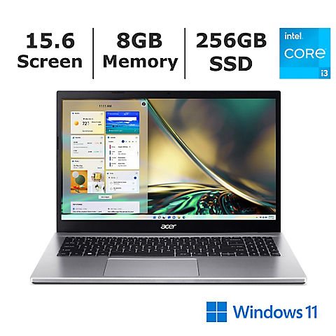 Acer Aspire 3 Full HD 15.6" Laptop, Intel Core i3 Processor, 8GB Memory, 256GB SSD