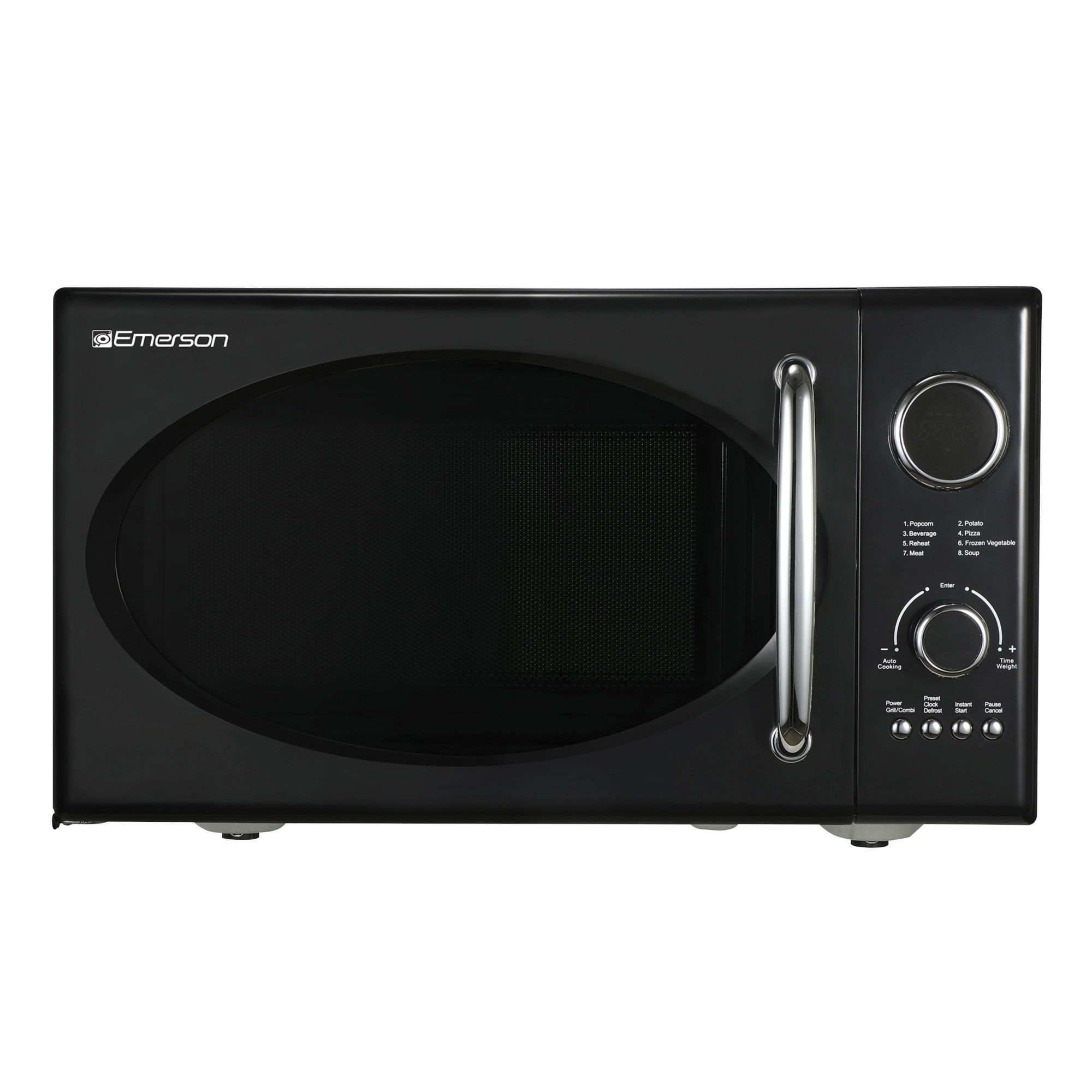 Emerson 0.9 Cu ft, 800W Retro Black Microwave Oven with Grill