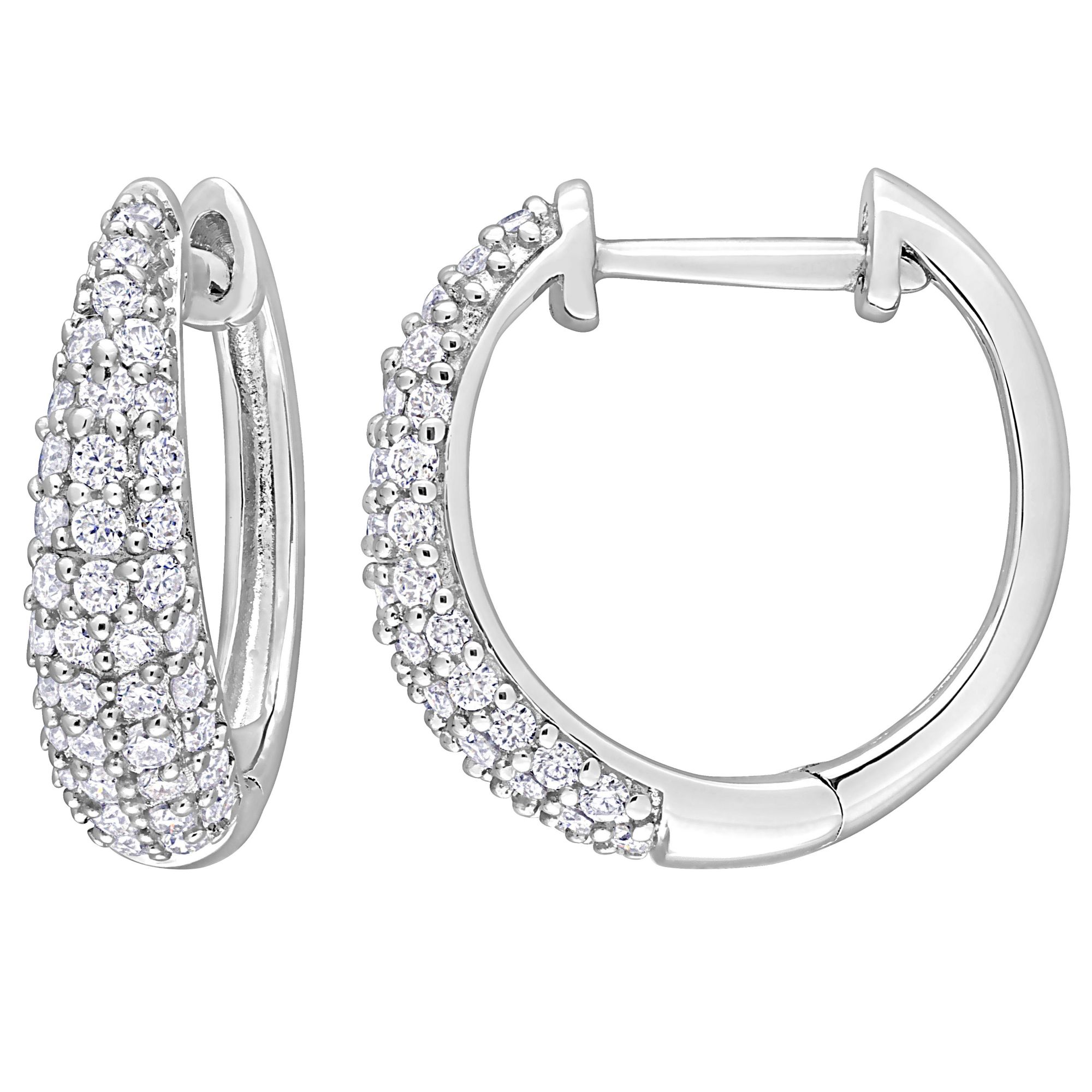 .40 ct. t.g.w. Created Moissanite Hoop Earrings in Sterling Silver