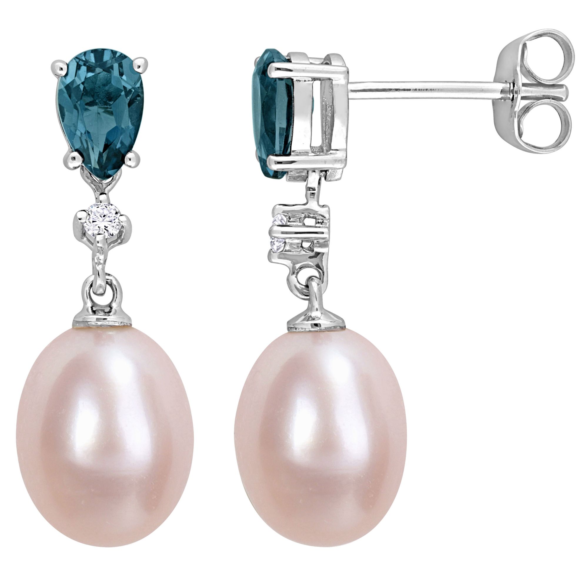 Pink cultured on sale pearl earrings