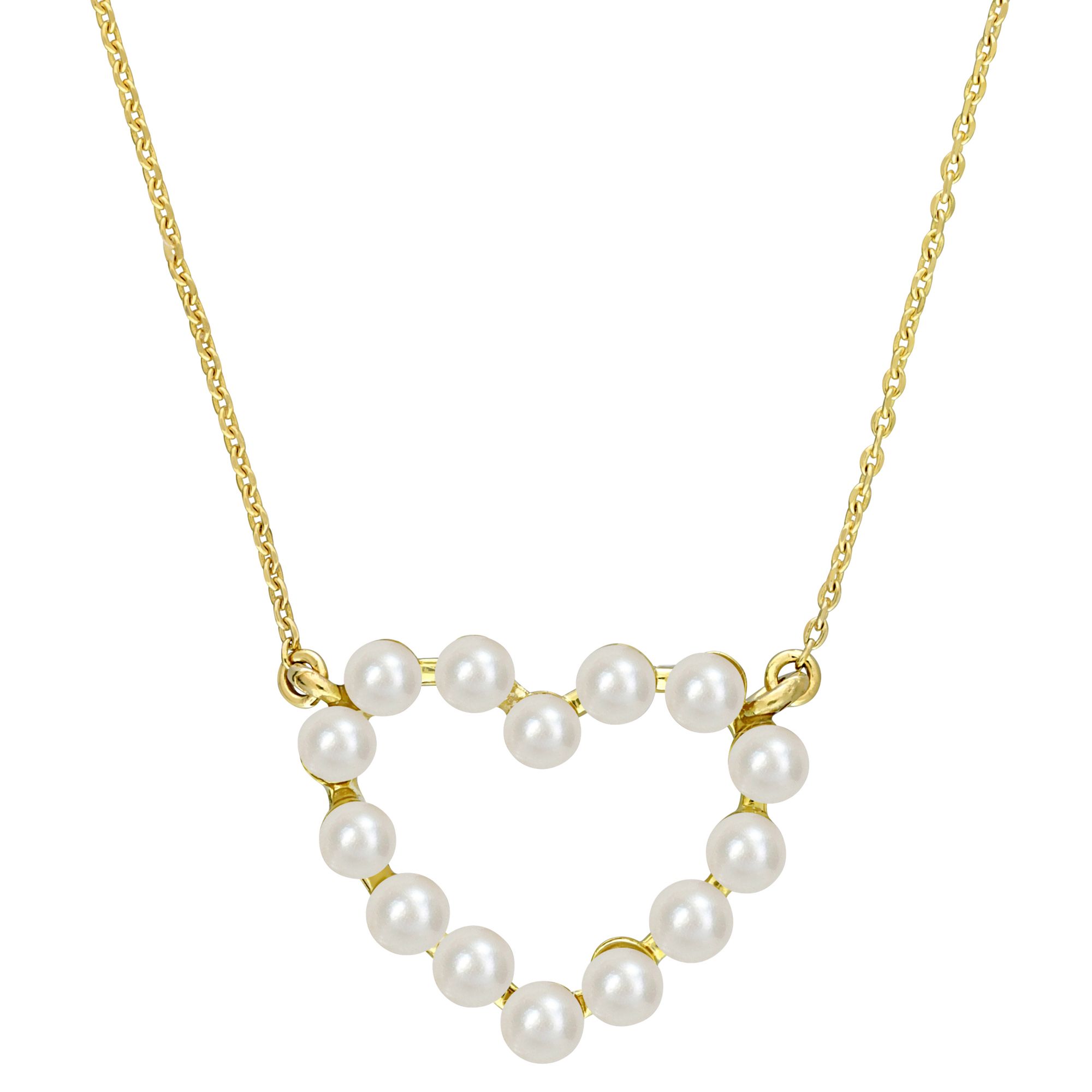 Pearl Heart Gold Chain Necklace Freshwater Pearls Black 