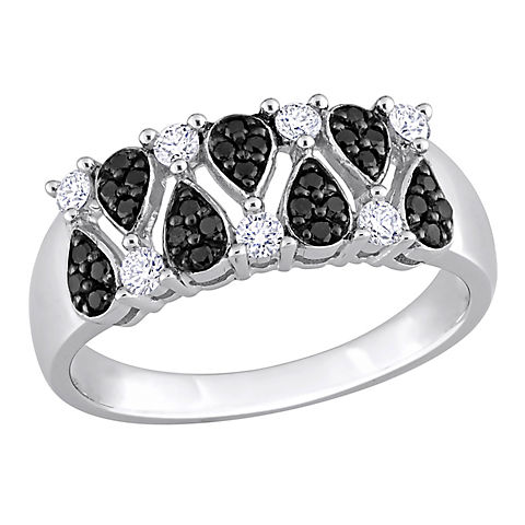.375 ct. t.w. Black and White Diamond Ring in 14k White Gold