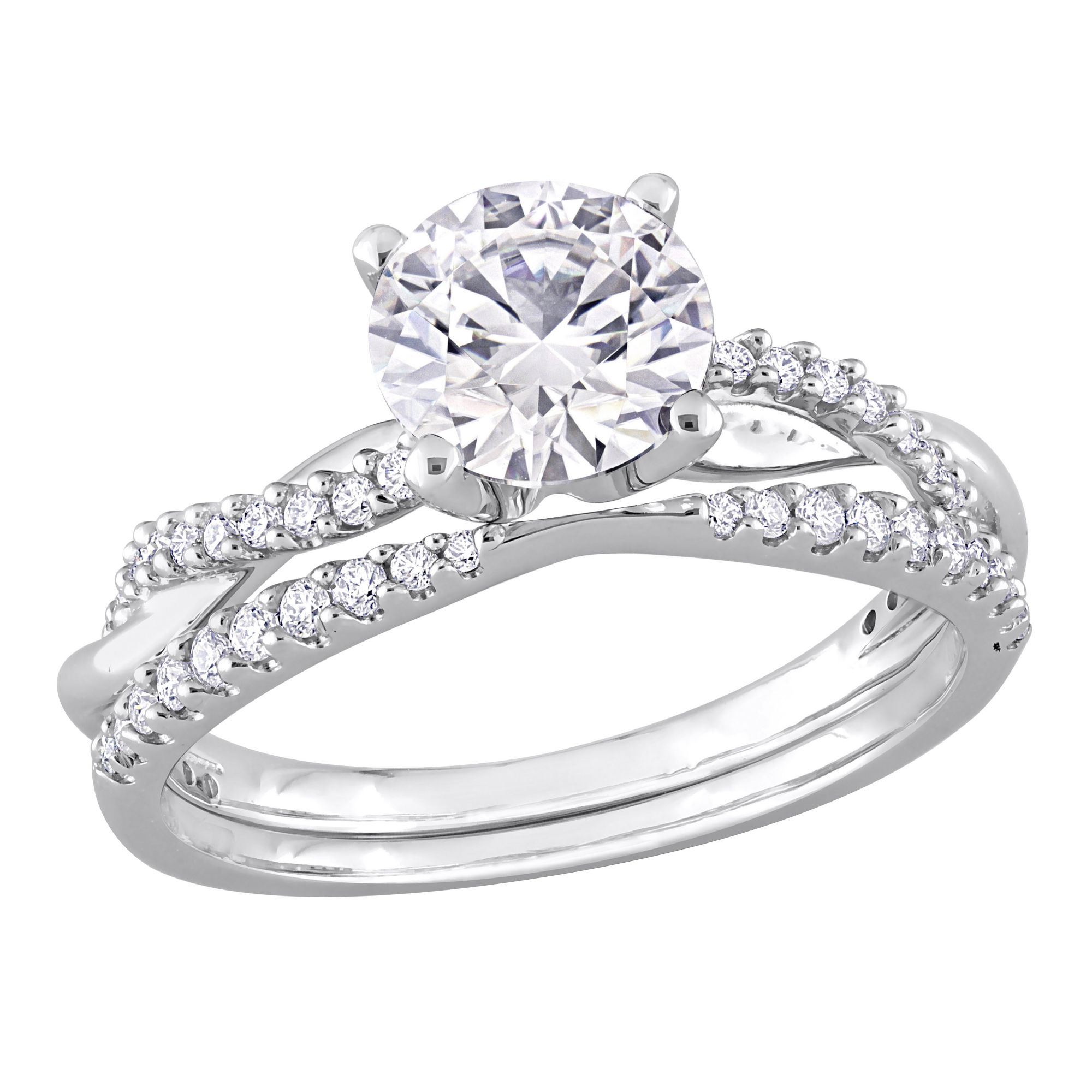 White gold engagement hot sale and wedding ring set