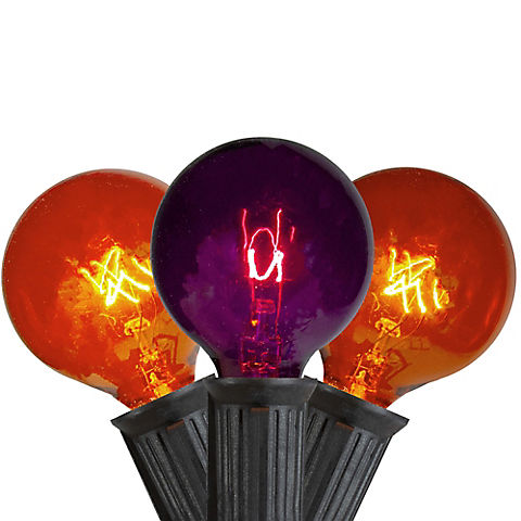 Northlight 9' Orange and Purple G40 Globe Halloween Lights - Black Wire, 10 ct.