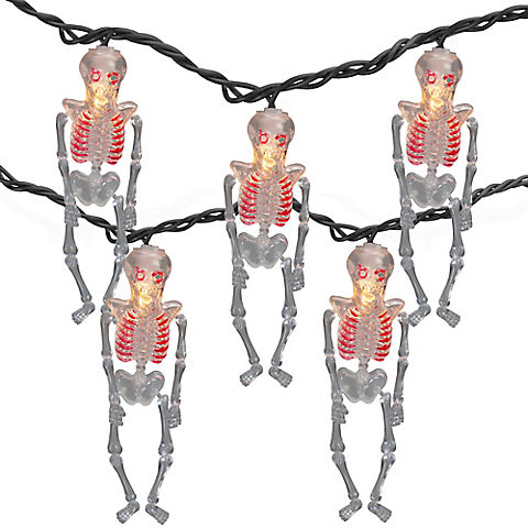 Northlight 7.5' Skeleton Halloween Lights - Black Wire, 10 ct.