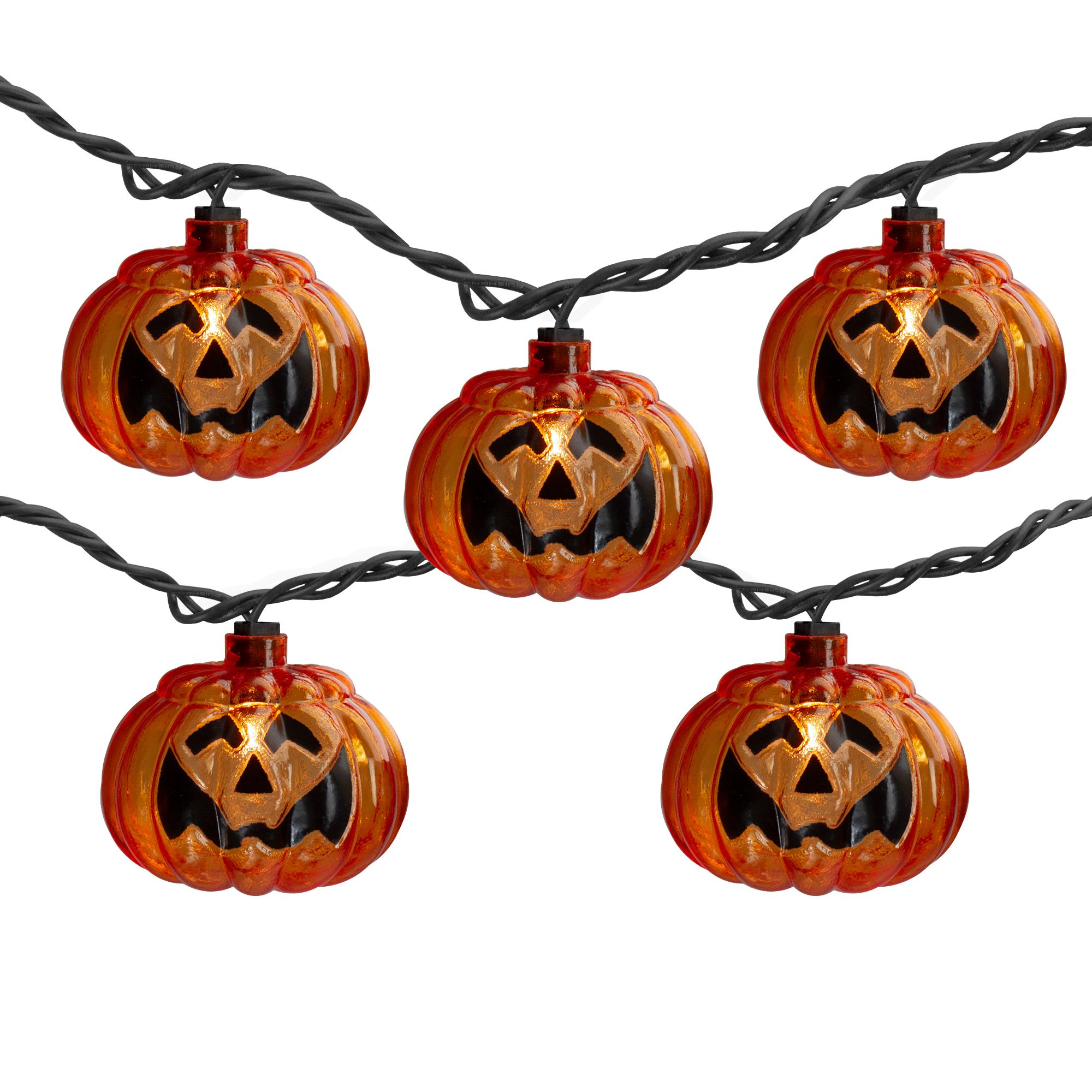 Northlight 7.5' Jack O' Lantern Shaped Halloween Lights Black Wire