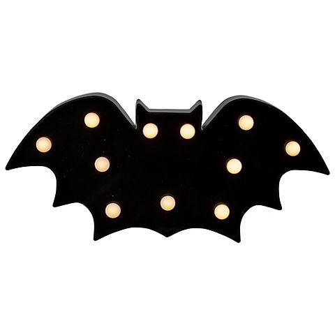 Northlight 12" LED Lighted Black Bat Halloween Marquee Sign