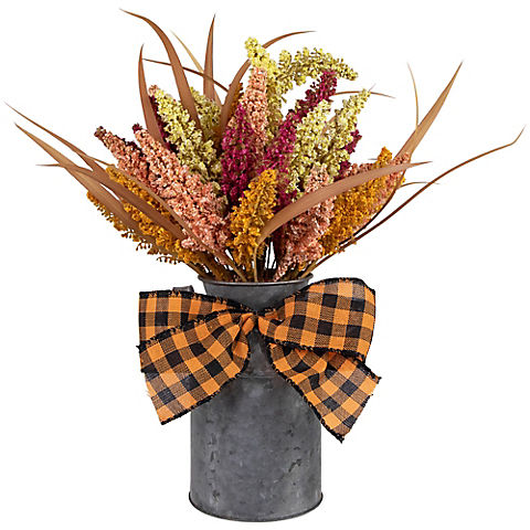 Northlight 18" Autumn Harvest Foliage in Canister Floral Decoration