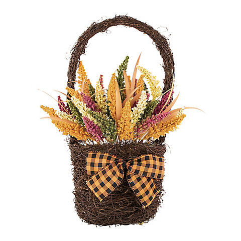 Northlight 22" Autumn Harvest Hanging Basket with Artificial Fall Foliage
