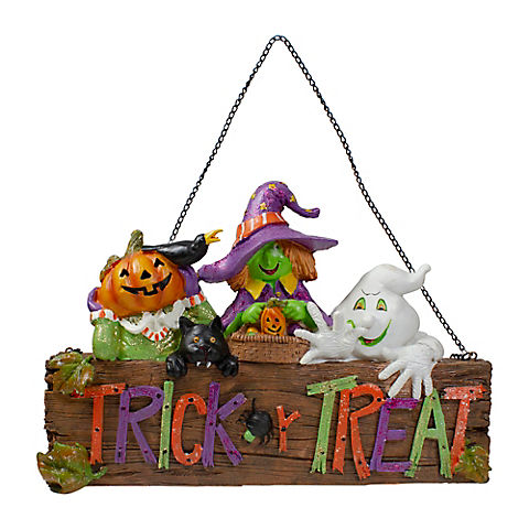 Northlight 13.5" Trick or Treat Halloween Pumpkin, Ghost and Witch Wall Decoration